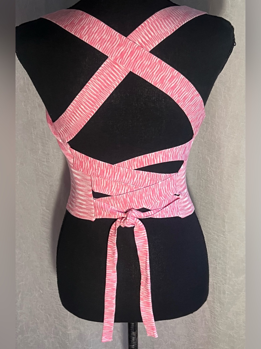 Pink & white knit Wrap stretchy Crop Top